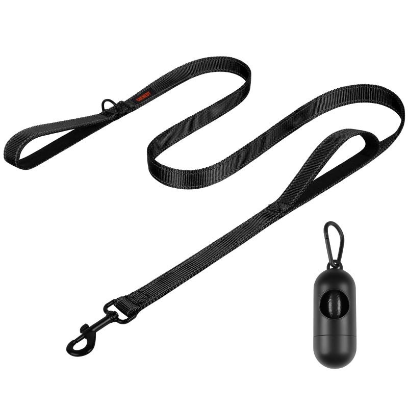 CHENEDY Dog Leash, Heavy Duty Dog Leash, Dog leashes for Large Dogs Heavy Duty Double Handle Dog Leash, Reflective Training Lead, Perfect for Medium to Large Dogs(6FTBlack) - Image 1