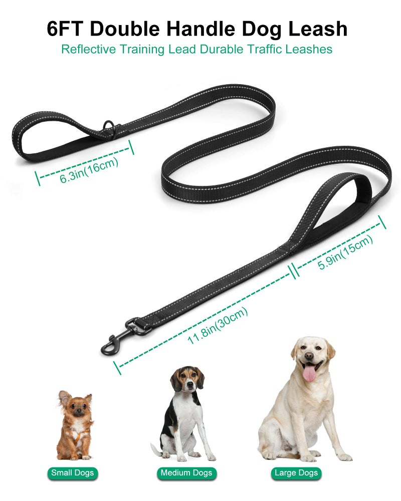 CHENEDY Dog Leash, Heavy Duty Dog Leash, Dog leashes for Large Dogs Heavy Duty Double Handle Dog Leash, Reflective Training Lead, Perfect for Medium to Large Dogs(6FTBlack) - Image 2