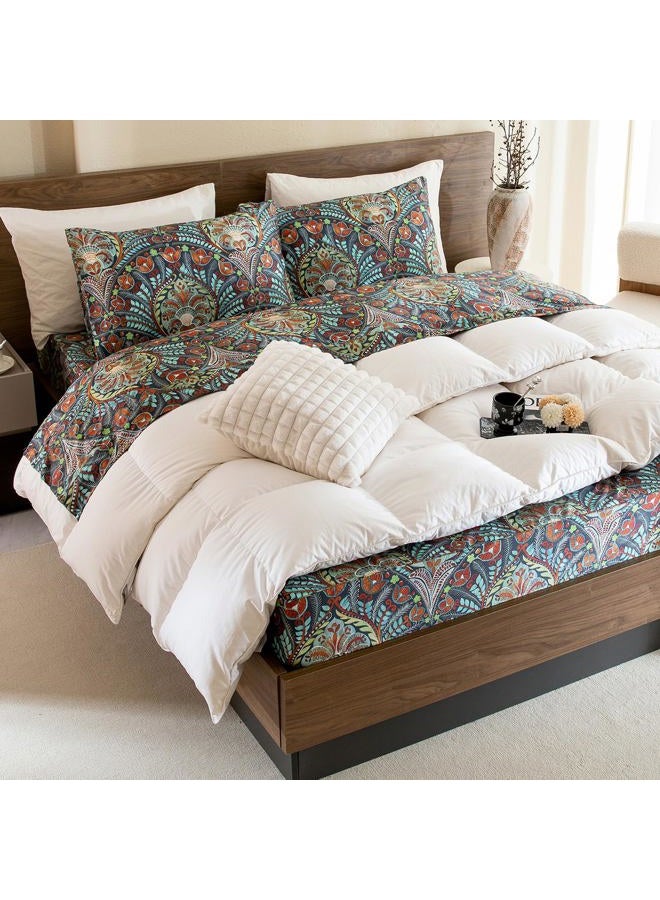 QSH Boho Sheets King Size - 100% Egyptian Cotton Bohemian Patterned Sheets Printed Bedding King Size Bed Sheets 17.5" Extra Deep Pocket 4pcs - Image 2