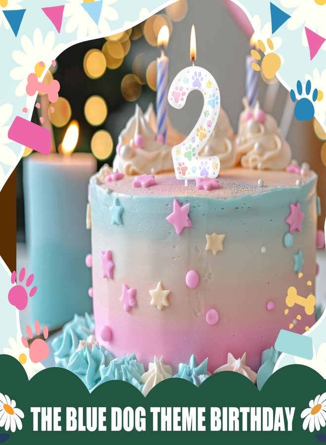 MTLEE Pastel Dog Paw Candles Birthday Cake Decorations Cake Cupcake Topper for Boy and Girl Birthday Decoration (2) - Image 5