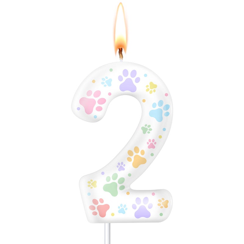 MTLEE Pastel Dog Paw Candles Birthday Cake Decorations Cake Cupcake Topper for Boy and Girl Birthday Decoration (2) - Image 1