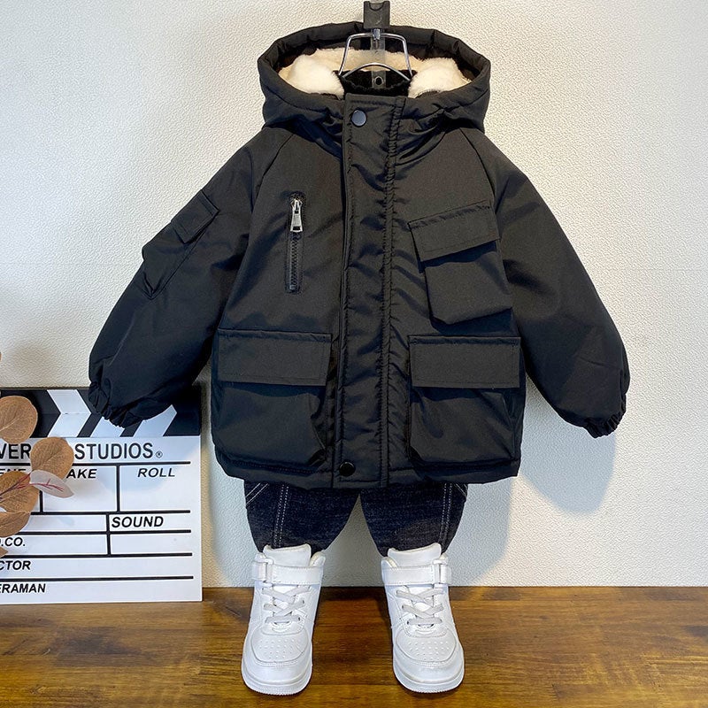 Children'S Wear Boy'S Winter Cotton Coat Coat Children'S Fleece-Lined Thickened Cotton Coat Baby'S Fashionable Cotton Coat Jacket - Image 1