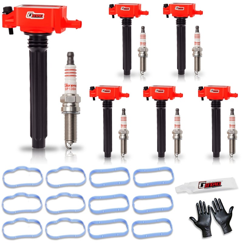 GBTAD Ignition Coil Pack & Spark Plug & Intake Manifold Gasket Set Fits for Chrysler Town Country 300 Dodge Grand Caravan Durango Journey Jeep Cherokee Wrangler JK 2011-2017 3.6 V6 Replace UF648 - Image 1