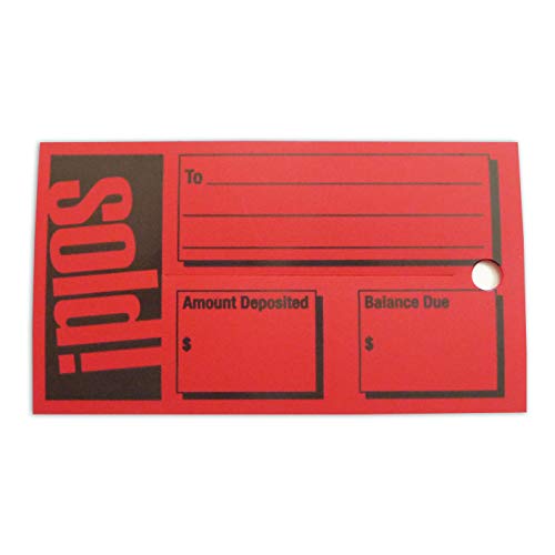 Things Improved Sold Tags - Heavy Duty Weatherproof - Pack of 100 Red Vinyl Waterproof Sold Tags - Image 2