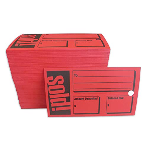 Things Improved Sold Tags - Heavy Duty Weatherproof - Pack of 100 Red Vinyl Waterproof Sold Tags - Image 1