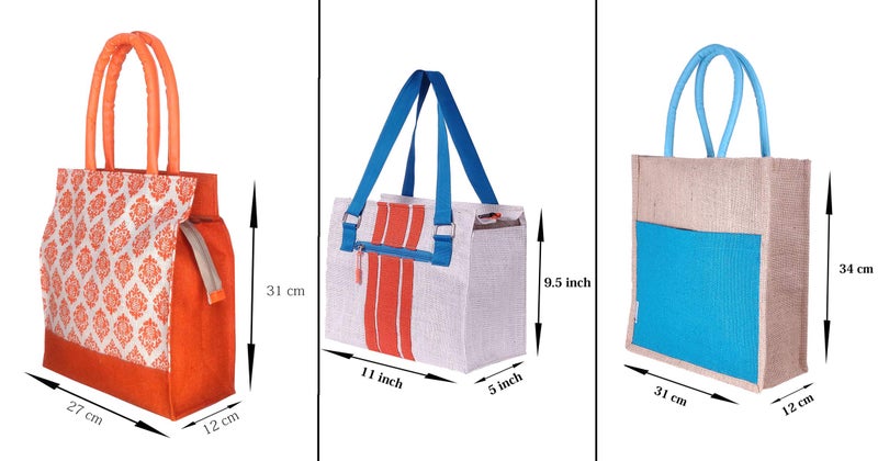 Foonty Men/Women Jute Lunch Bags(Pack of 3,ZYL-1C) - Image 2