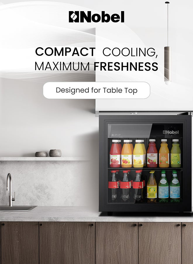 Nobel 90L Gross / 48L Net Capacity Bottle Chiller Single Door, Mechanical Control, Recessed Handle, Adjustable Temperature, Energy Efficient, R600a Refrigerant - (1 Year Warranty) 90 L 220 W NBC90RI Black - Image 3