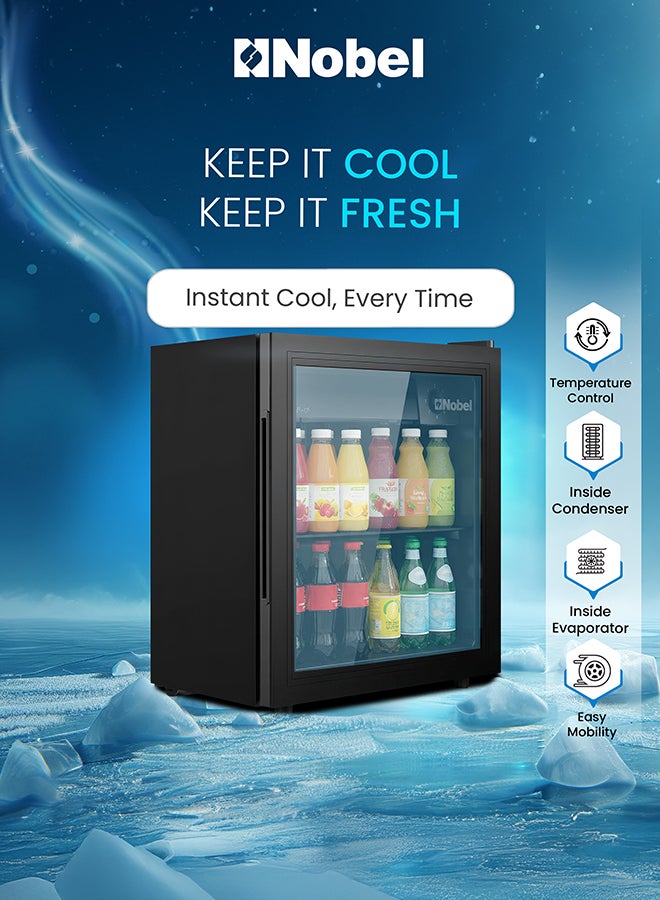 Nobel 90L Gross / 48L Net Capacity Bottle Chiller Single Door, Mechanical Control, Recessed Handle, Adjustable Temperature, Energy Efficient, R600a Refrigerant - (1 Year Warranty) 90 L 220 W NBC90RI Black - Image 5
