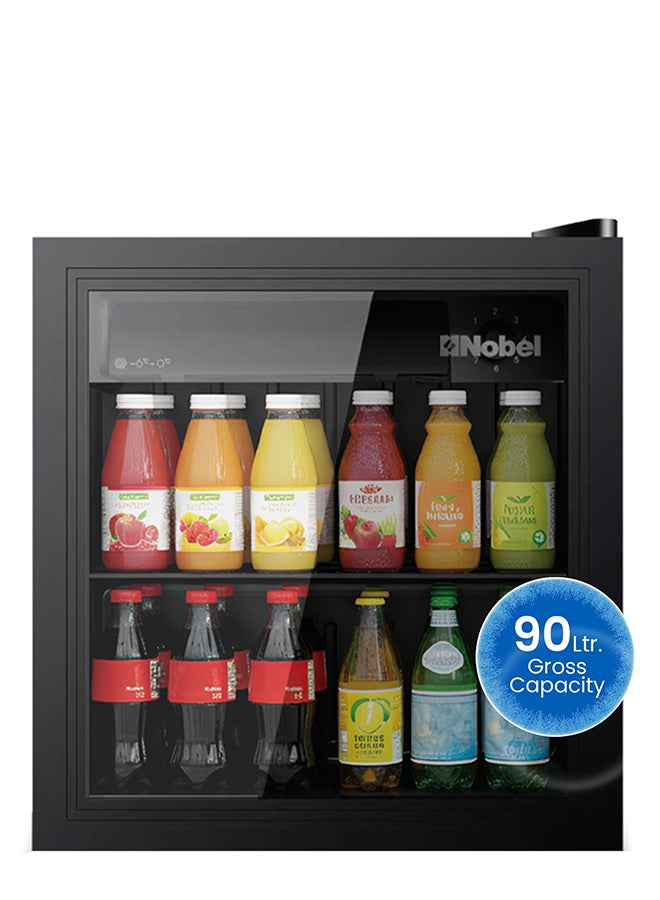 Nobel 90L Gross / 48L Net Capacity Bottle Chiller Single Door, Mechanical Control, Recessed Handle, Adjustable Temperature, Energy Efficient, R600a Refrigerant - (1 Year Warranty) 90 L 220 W NBC90RI Black - Image 1