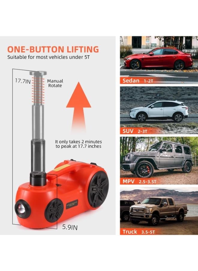 Upgrade Electric Vehicle Jack Kit 5 Ton 12V Hydraulic Floor Jack with Impact Wrench Tire Inflator for Vehicle Emergency Repair Kit - Image 2