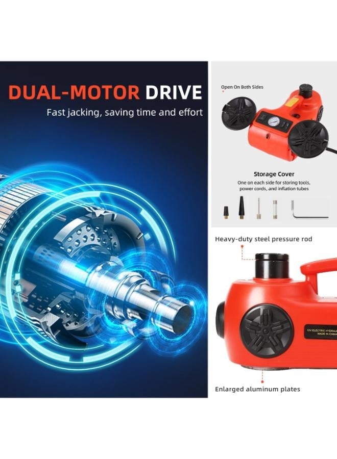 Upgrade Electric Vehicle Jack Kit 5 Ton 12V Hydraulic Floor Jack with Impact Wrench Tire Inflator for Vehicle Emergency Repair Kit - Image 3