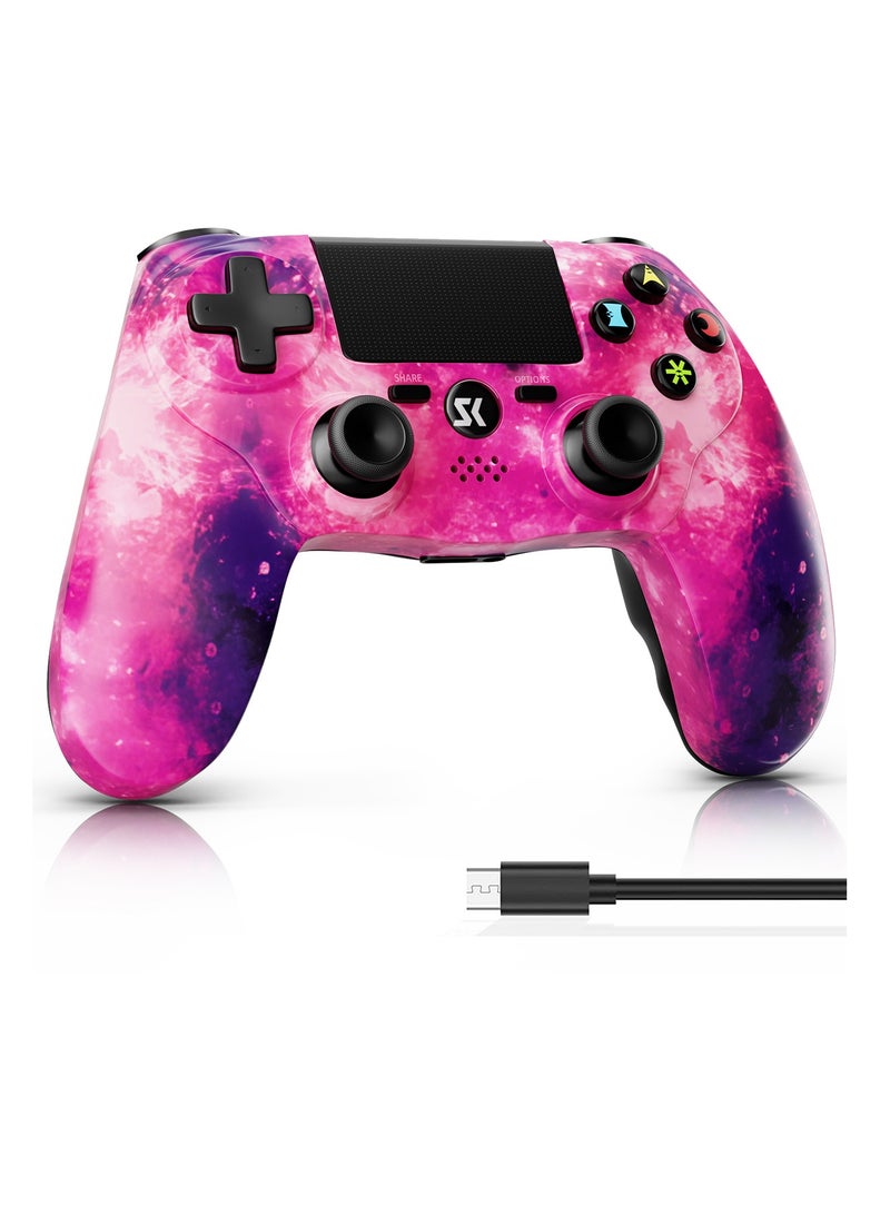 Wireless Controller for PS4 Support Double Vibration 6-Axis Motion Sensor Sensitive Touch Pad Built-in Speaker & Stereo Headphone Jack Compatible with PS 4 (Pink) - Image 1