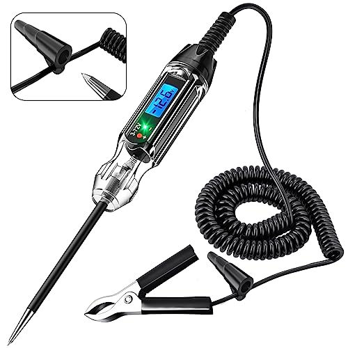 JASTIND Heavy Duty 3-72V Backlit Digital LCD Circuit Tester, Automotive Test Light with 140 Inch Extended Wire and 2 Polarity Indicate LED Lights, Car Truck Low DC Voltage & Light Tester with Stainless Probe - Image 1