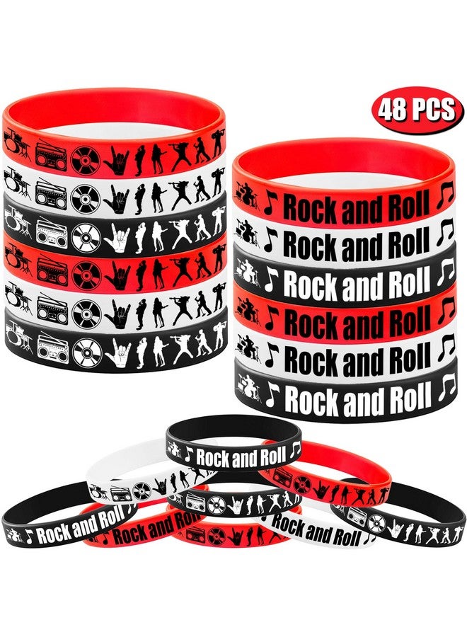 كوبا بلاي 48 قطعة من أساور المطاط روك آند رول - لوازم ديكورات حفلات روك آند رول - موسيقى حفلات الثمانينيات والتسعينيات / أعياد الميلاد الموسيقية لحفلات استقبال المولود أساور سيليكون هدايا الحفلات - Image 2