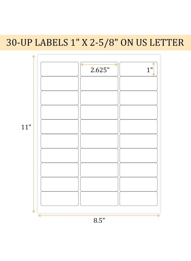 FungLam 1" x 2-5/8" Shipping Address Labels 900 Label Stickers Paper for Laser/Inkjet Printer 30 per Page Printable Mailing Labels (30 Sheets, 900 Labels) - Image 2