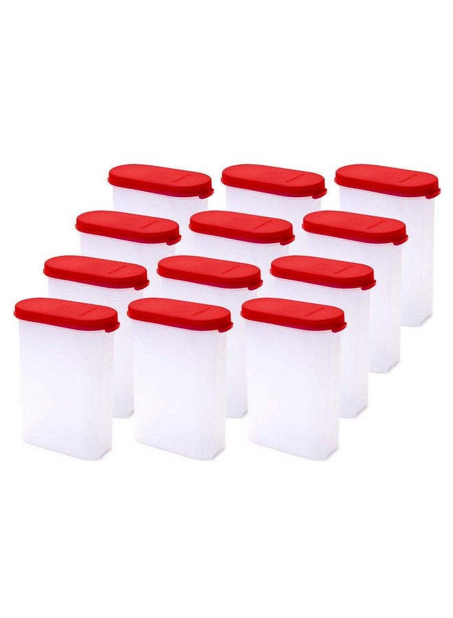 Mahaware Modular Mini Oval Plastic Kitchen Container Set, 275ml, Set of 12, Red - Image 1
