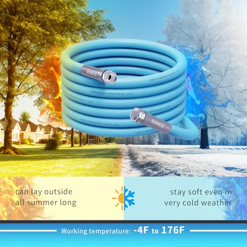 RVMATE خرطوم مياه RVMATE بطول 100 قدم، بقطر داخلي 5/8 بوصة، خرطوم مياه شرب خالي من الرصاص، خرطوم حديقة غير متسرب لـ RV/مقطورة/تخييم، ملحقات RV - Image 5