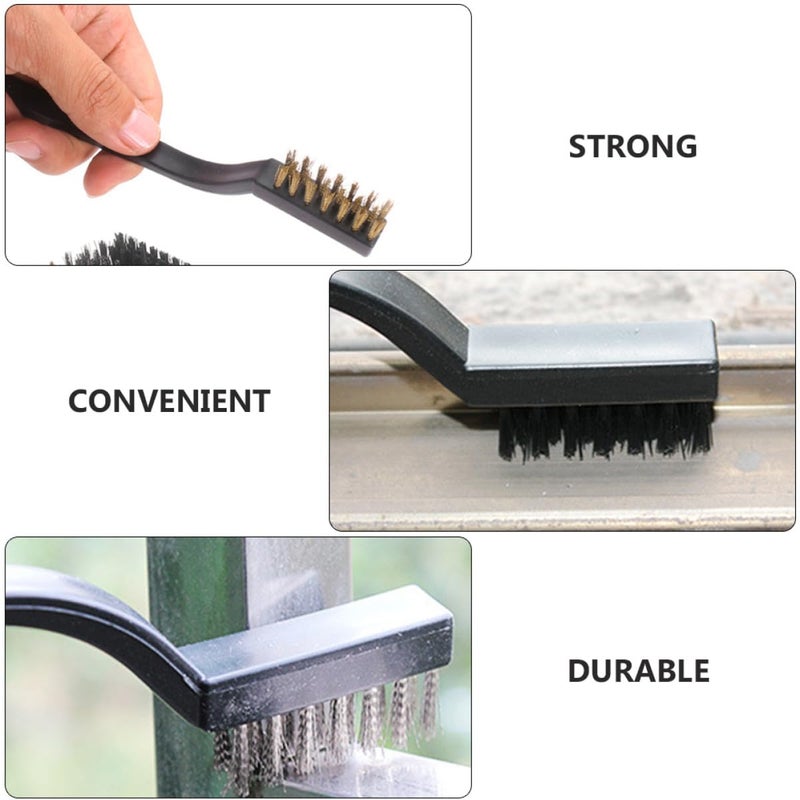 12Pcs Mini Wire Toothbrush Set with Copper Steel Nylon Bristles for Rust Removal Industrial Cleaning and Scratch Removal - Image 5