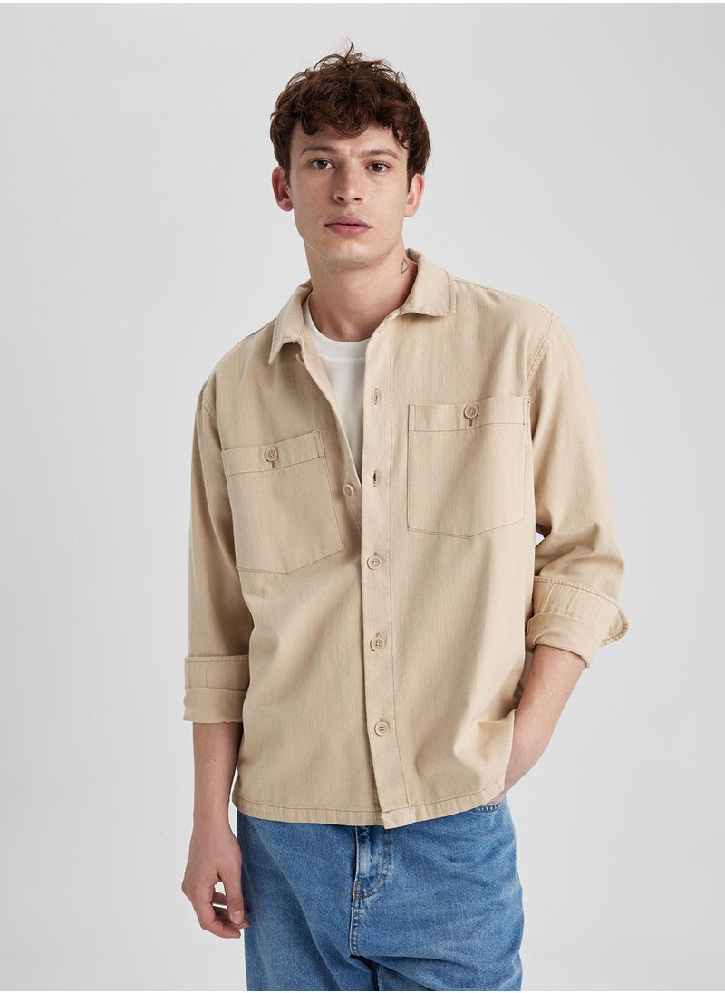 DeFacto Relax Fit Cotton Long Sleeve Shirt Jacket  - Image 1