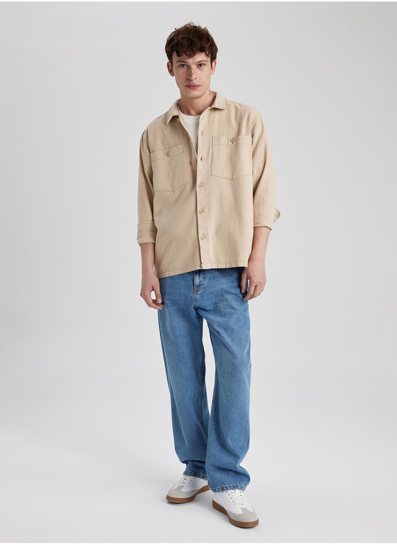 DeFacto Relax Fit Cotton Long Sleeve Shirt Jacket  - Image 3