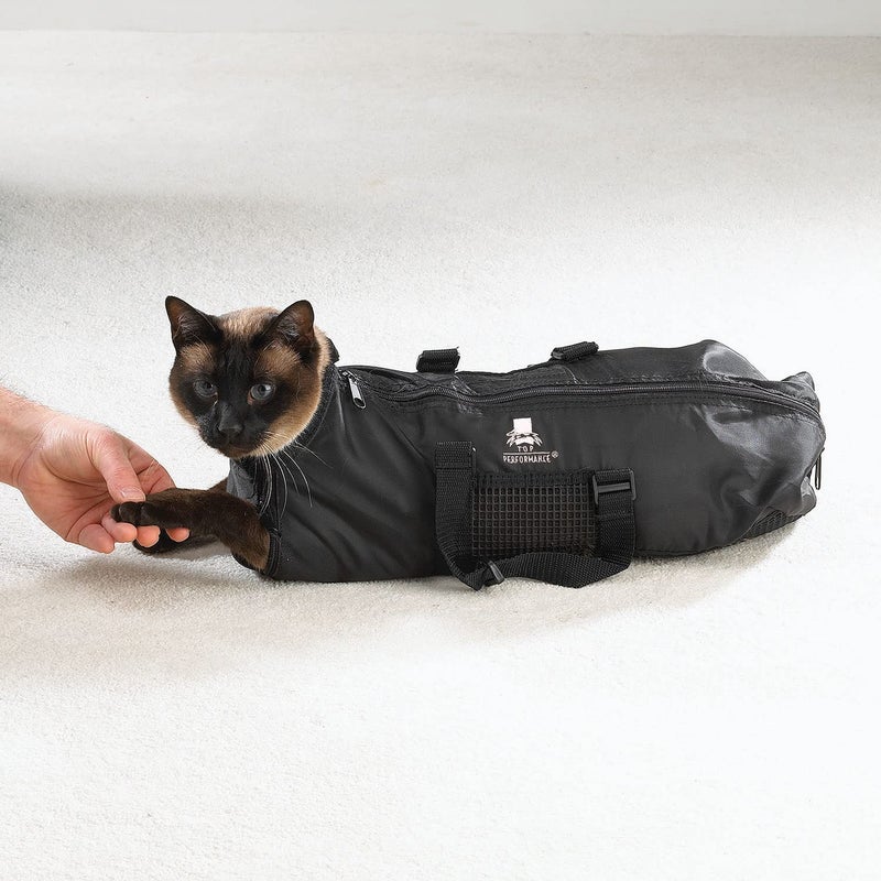 Top Performance Cat Grooming Bag â€” Durable and Versatile Bags Designed to Keep Cats Safely Contained During Grooming and/or Bathing - Medium (Pack of 1), Black - Image 2
