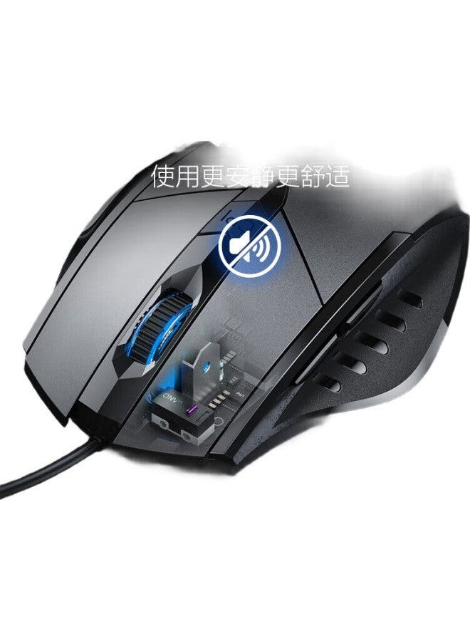 inphic ماوس ألعاب سلكي W1 مع تعريف ماكرو، تصميم مريح، تشغيل هادئ، للاستخدام في المنزل، المكتب، اللابتوب، الكمبيوتر المكتبي، متوافق مع USB، رمادي - Image 2