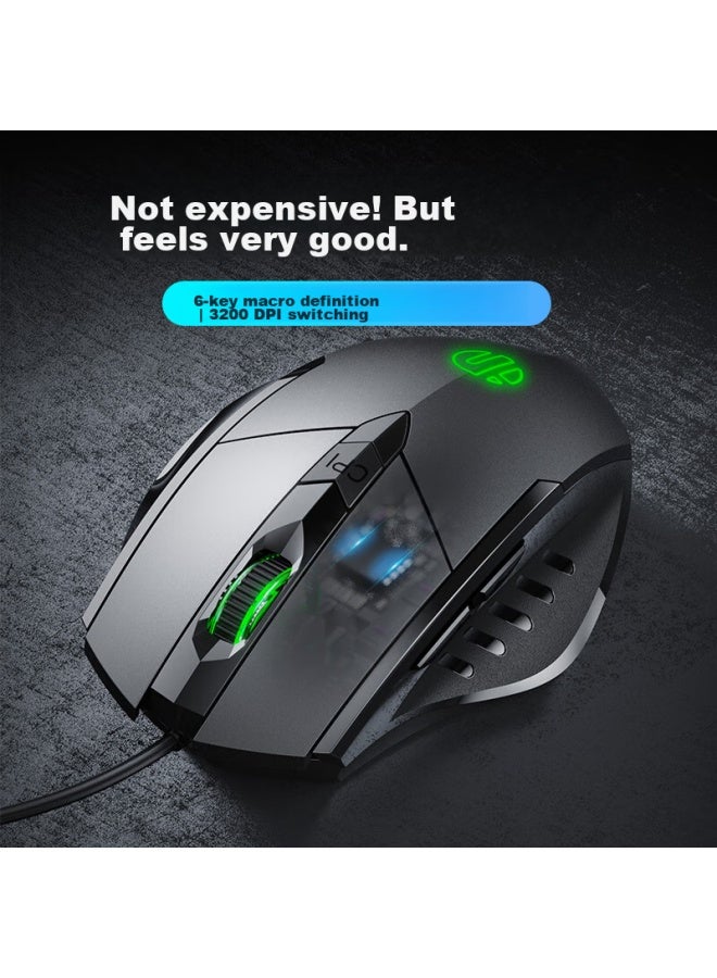 inphic ماوس ألعاب سلكي W1 مع تعريف ماكرو، تصميم مريح، تشغيل هادئ، للاستخدام في المنزل، المكتب، اللابتوب، الكمبيوتر المكتبي، متوافق مع USB، رمادي - Image 1