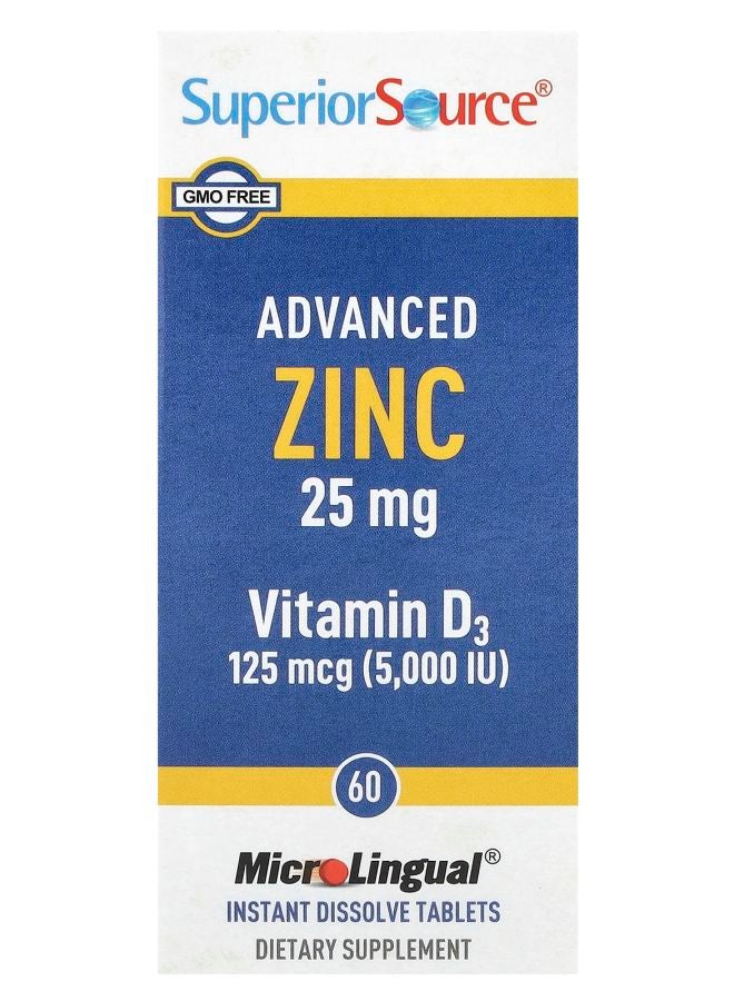 Superior Source أقراص الزنك المتقدمة فيتامين د3 60 ميكرو لينجوال® تذوب بسرعة - Image 1