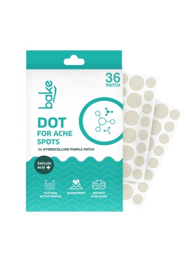 BAKE 2% Salicylic Acid Hydrocolloid Pimple Patches (36 Dots) | Absorbs Oil, Prevents Acne | Waterproof Patches | For Acne, Acne Marks, Acne Prone Skin - 36 Dots - Image 1