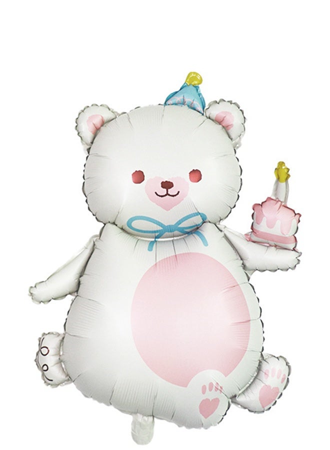 1st Birthday Party Decoration Supplies 40 Inch Matte Pink Digital Bear Daisy Flower Aluminum Film Balloon Set - Image 5