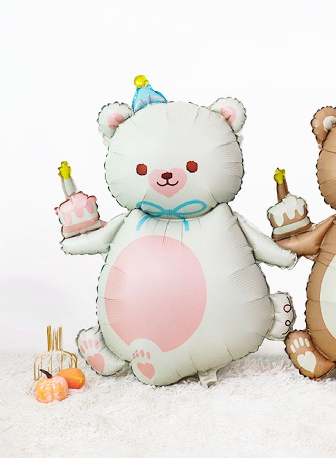 1st Birthday Party Decoration Supplies 40 Inch Matte Pink Digital Bear Daisy Flower Aluminum Film Balloon Set - Image 3