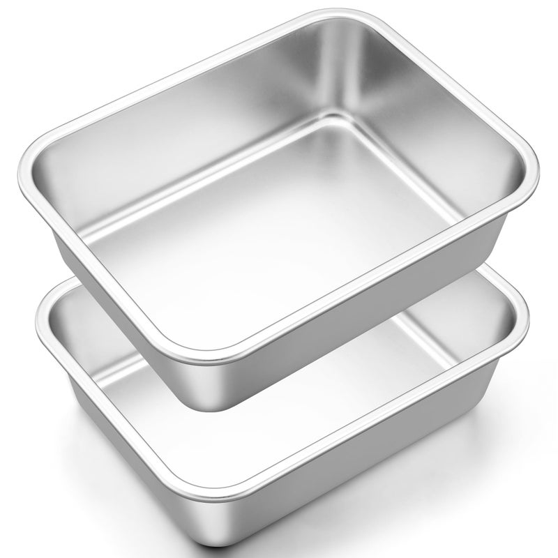 Onader 12 x 10 Inch Deep Lasagna Baking Pans Set of 2 Stainless Steel Rectangle Cake Pan