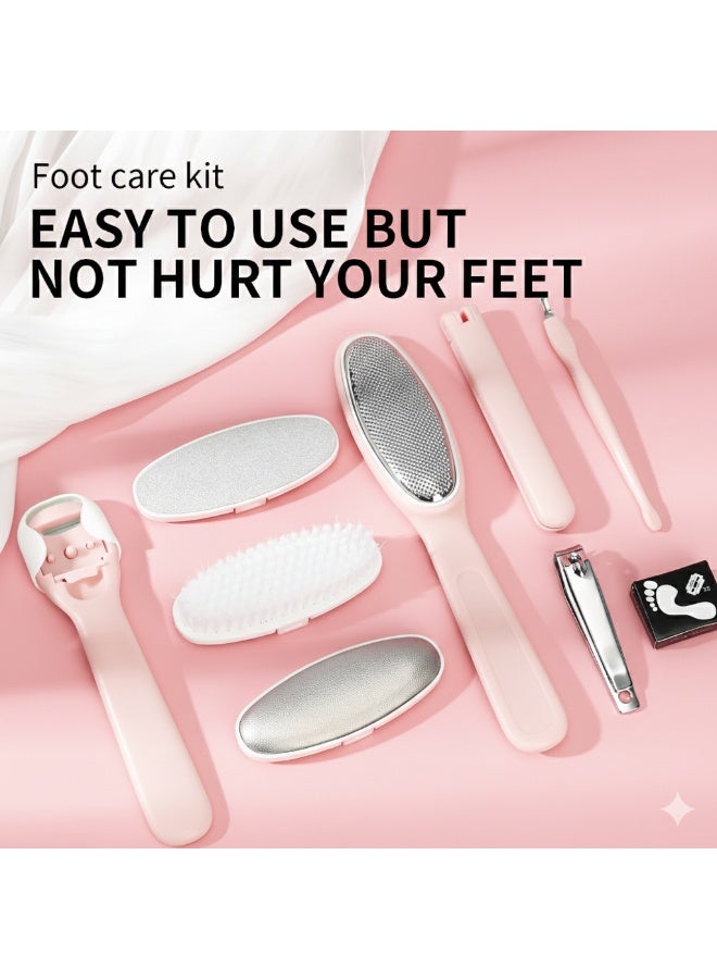 9 Piece Professional Manicure & Pedicure Kit for Women , Easy to Use Callus Remover, Foot File & Nail Care Set for Home & Salon, Stainless Steel & ABS Tools for Smooth, Soft Feet and Perfect Nails - Pink - Image 3