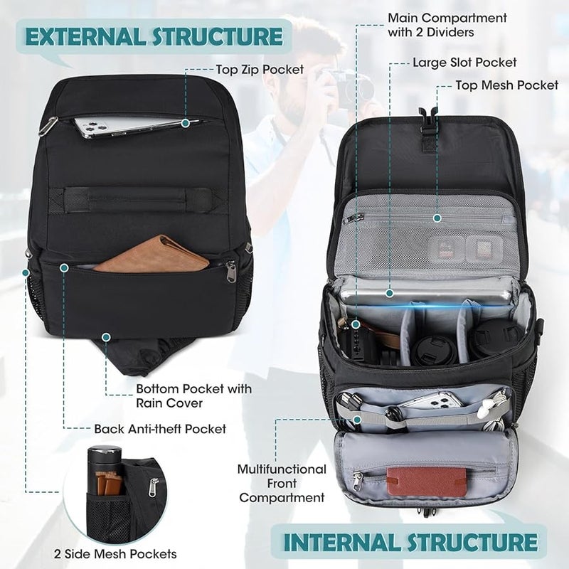 Anti Slip DSLR Messenger Bag Reinforced Stitching Lightweight Polyester Camera Bag - Image 5