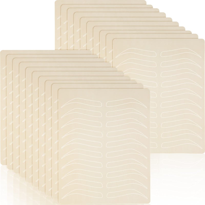 Maitys 20 Pieces Microblading Supplies Double Sided Practice Skin for Eyebrows Tattoo Fake Skin Rubber Microblading Kit No Ink Makeup Silicone Skins to Practice Brow - Image 1