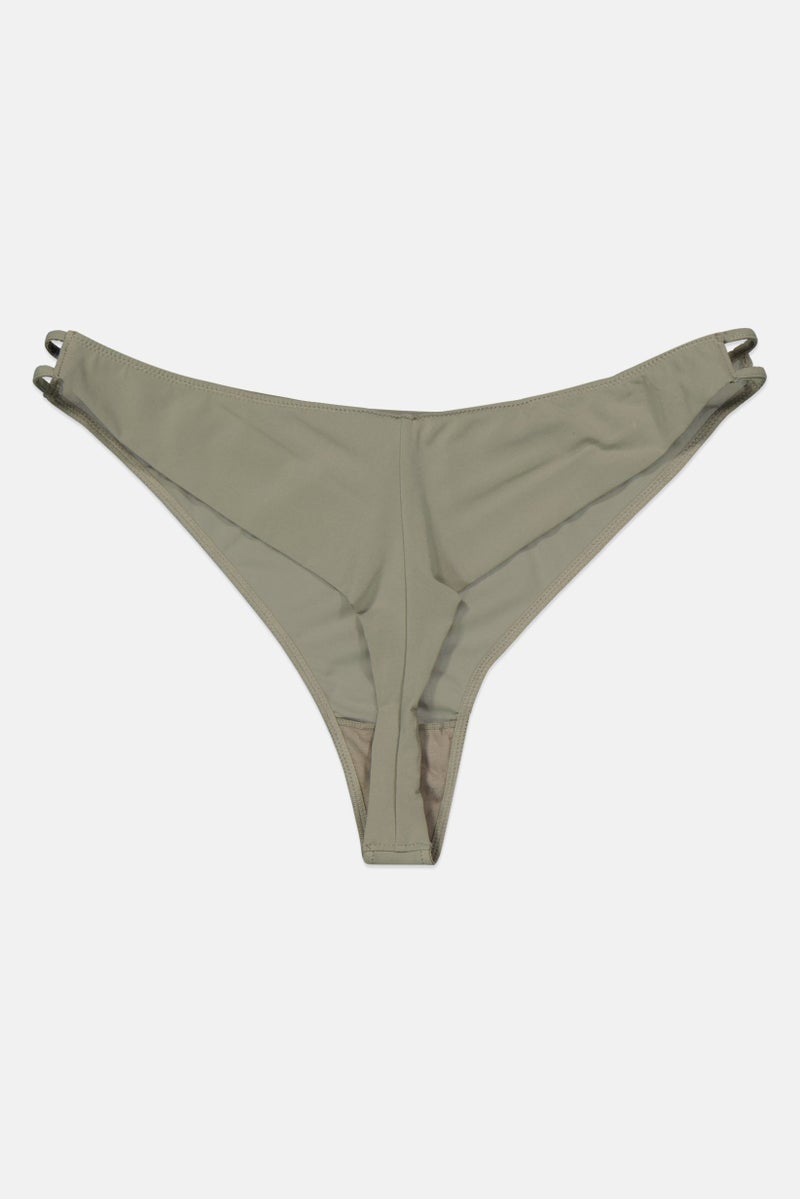 Women Plain Pull-On Tanga Panty, Sage Green