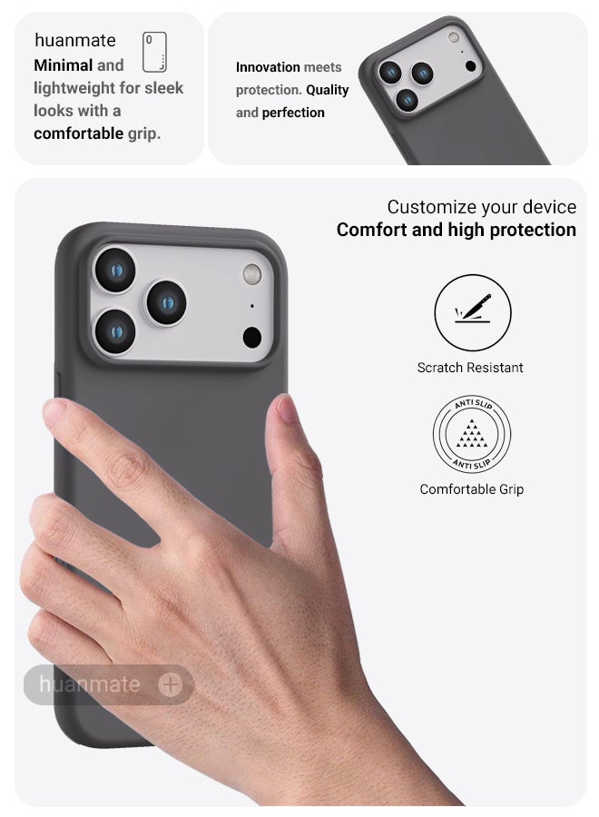 Apple iPhone 17 Pro Max Silicone Cover Grey - Premium 2.0mm TPU Silicon, Enhanced Camera Protection with Lens Shield, Shockproof & Water-Proof Cover for Apple iPhone 17 Pro Max - view 3