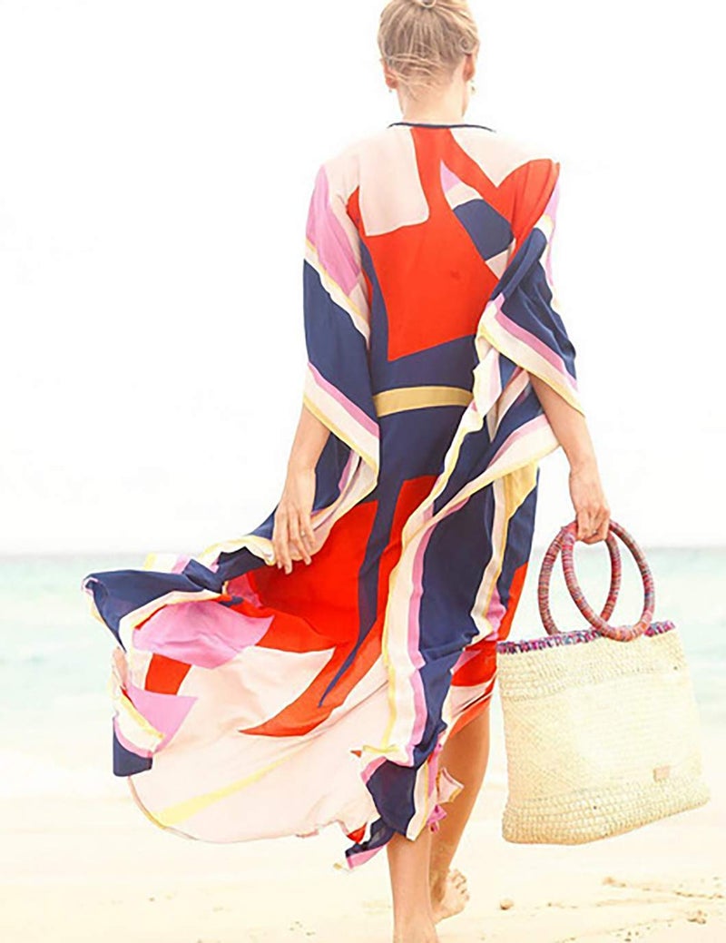 Eddoyee Loose Beach Kaftan Dresses for Women Caftan Swimsuit Cover Up - Image 4