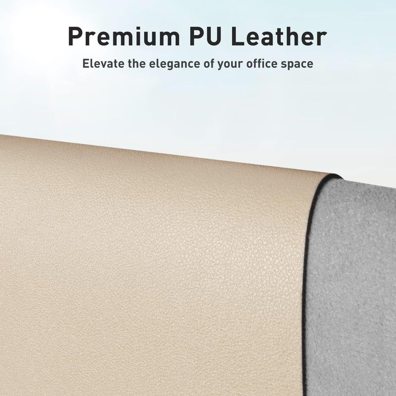Aothia Leather Desk Pad Protector, Office Desk Mat, Large Mouse Pad, Non-Slip PU Leather Desk Blotter, Laptop Desk Pad, Waterproof Desk Writing Pad for Office and Home (48"x17", Beige) - Image 2