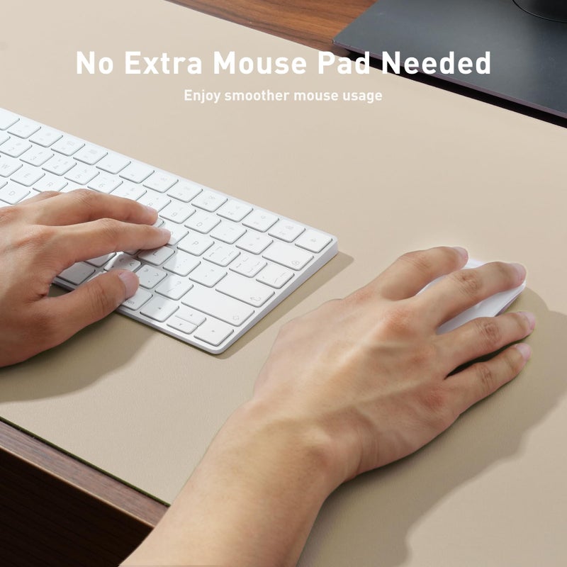 Aothia Leather Desk Pad Protector, Office Desk Mat, Large Mouse Pad, Non-Slip PU Leather Desk Blotter, Laptop Desk Pad, Waterproof Desk Writing Pad for Office and Home (48"x17", Beige) - Image 4