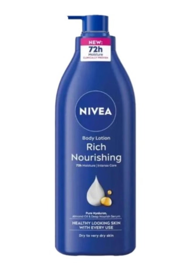 NIVEA Rich Nourishing Body Lotion 400ml 72H Intense Moisture With Almond Oil & Deep Moisture Serum For Dry Skin - Image 1