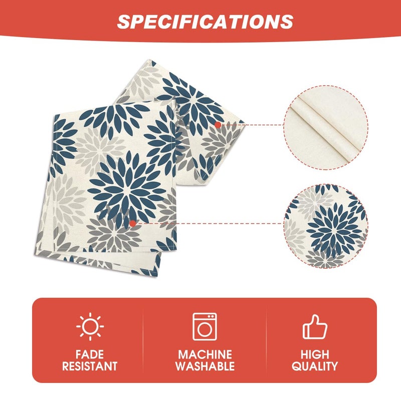 INTEX HOME Velvet Floral Table Runner, Soft Linen Fabric, Machine Washable, Rectangular Design, 1 Piece, 45 x 135 cm, Blue x Grey, Dining Table Decoration for Home, Events and Special Occasions - Image 5