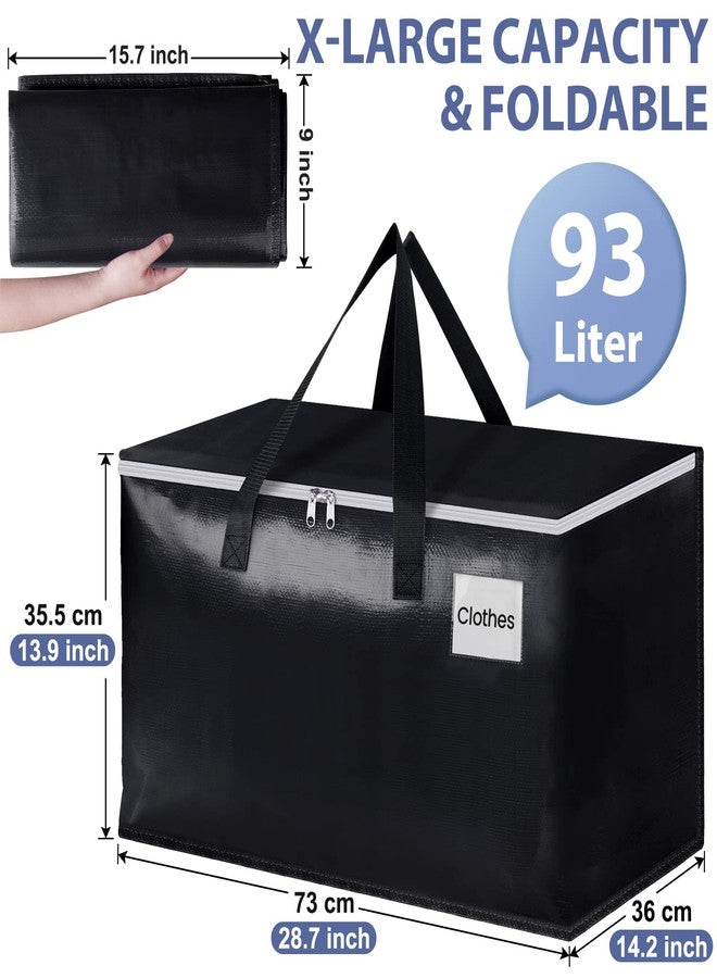 StorageRight Heavy Duty Moving Boxes-Moving Bags with Zipper, Reinforced Handles and Tag Pocket-Collapsible Moving Supplies-Totes for Storage Great for moving, Storage and Travel 93L(Black-6 Pack) - Image 2