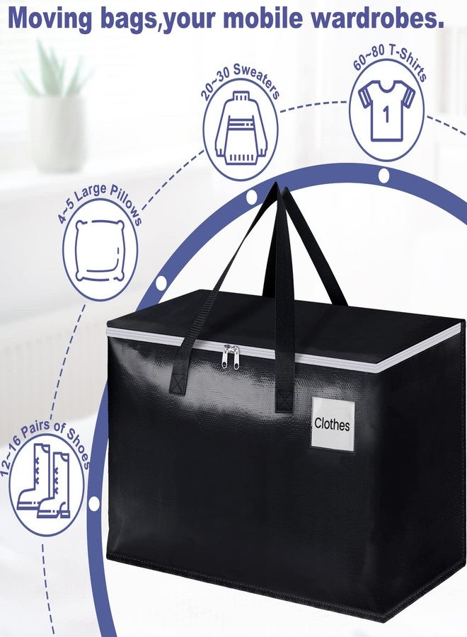 StorageRight Heavy Duty Moving Boxes-Moving Bags with Zipper, Reinforced Handles and Tag Pocket-Collapsible Moving Supplies-Totes for Storage Great for moving, Storage and Travel 93L(Black-6 Pack) - Image 4