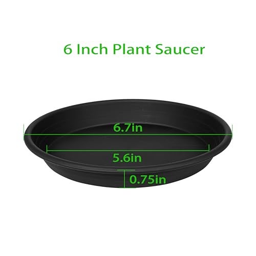 Grjoprt 6 Pack Plant Saucer Plant Tray 4 6 8 10 12 13 15 17 19 inch Plant Trays for Pots Heavy Duty Plant Trays for Indoors no Holes Plastic Plant Saucer for Planter Bird Bath Bowls 6 Black - Image 3