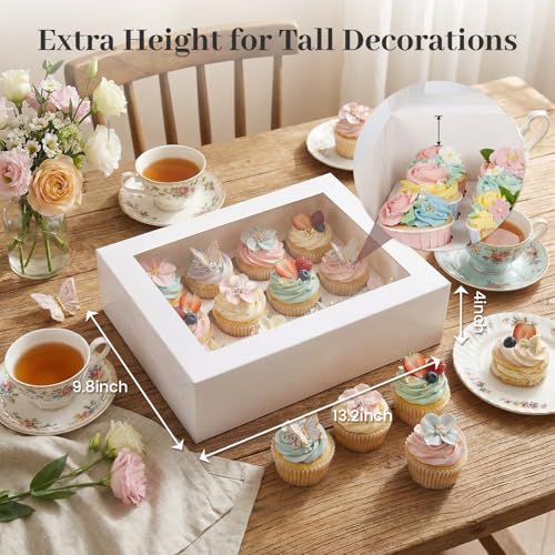 VGOODALL 3PCS White Cupcake Container 12 Count with Window Boxes Holding 36 Pastry Box for Birthday Holiday Party Bakery Supplies - Image 3