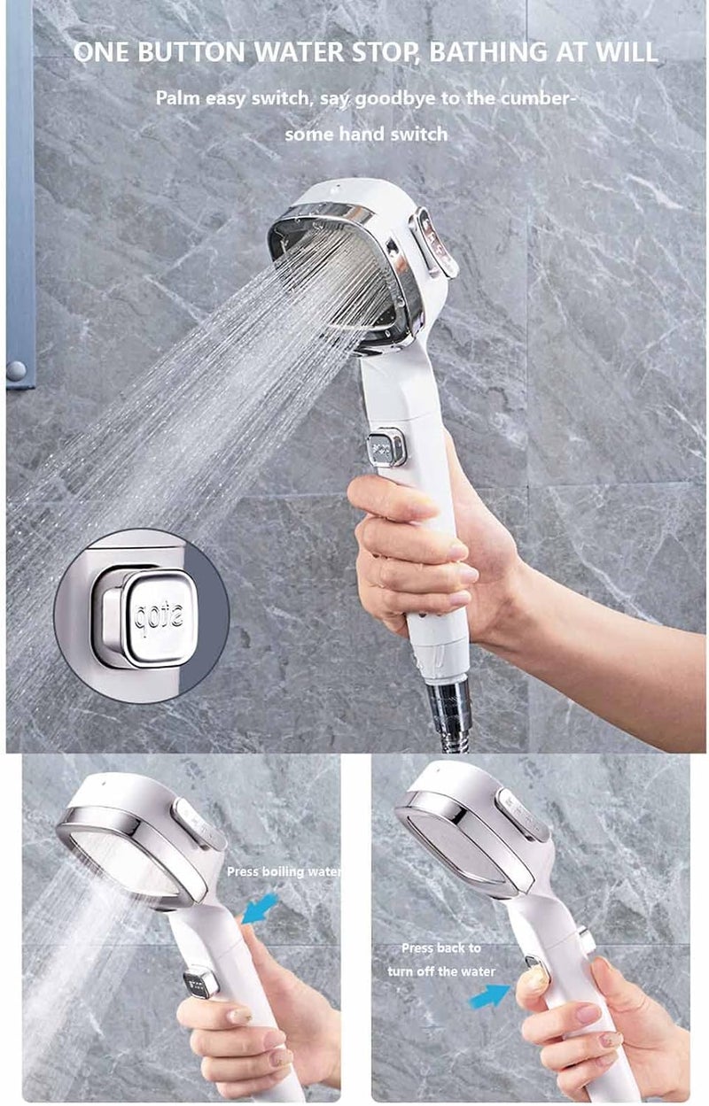 comfrt Shower Head Hand-held, Showerheads & Handheld Showers, Four Gear Pressurized Shower Filtration One Button Water Stop Shower Nozzle Shower Set Pressurized Hand-held Shower Head - Image 2