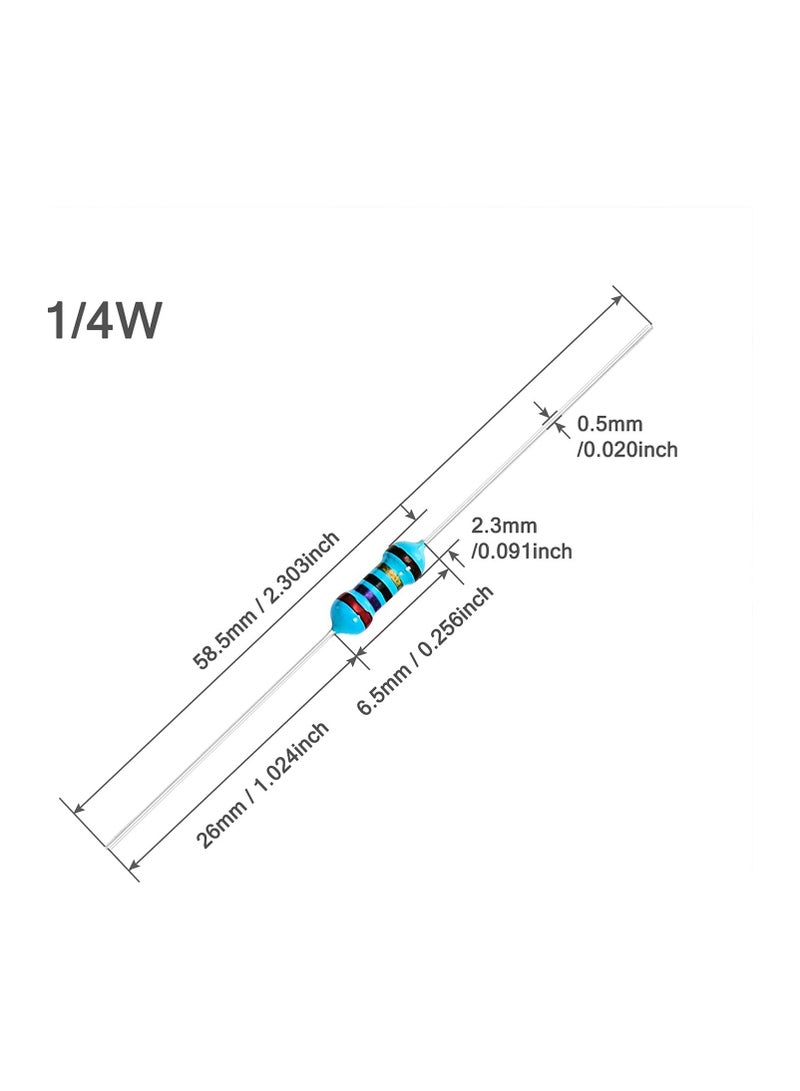 Resistor 220R 1/4W, Metal Film Through Hole Resistors, 1% Tolerance, Pack of 10 Pieces - Image 2