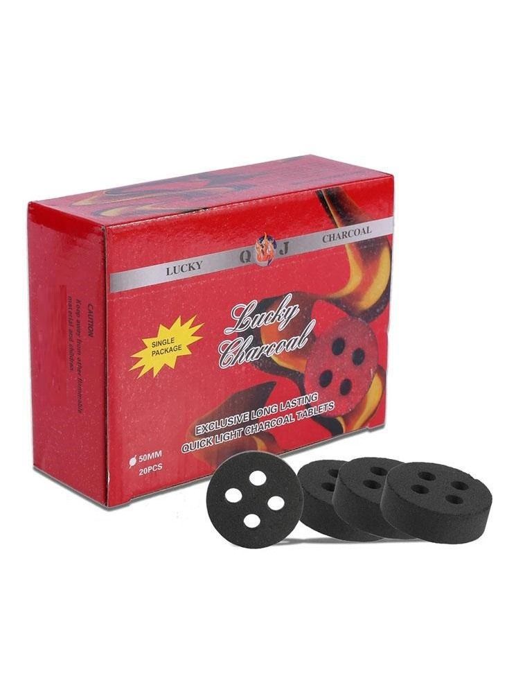 Lucky Charcoal Tablets Round Shaped Holes 20-Piece Quick Light - Image 2