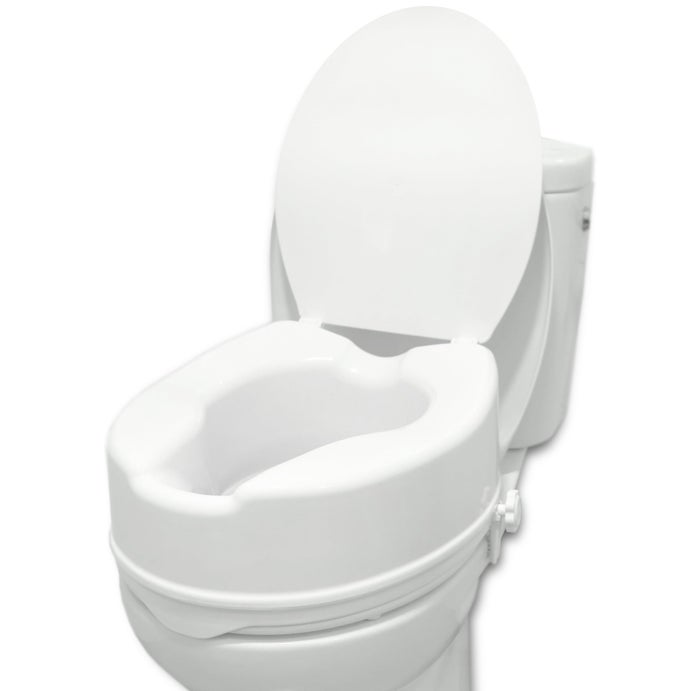 RAISED TOILET SEAT FOR SENIORS 6 INCH FITS ROUND AND ELONGATED UP TO 15 LID HANDICAP RISER